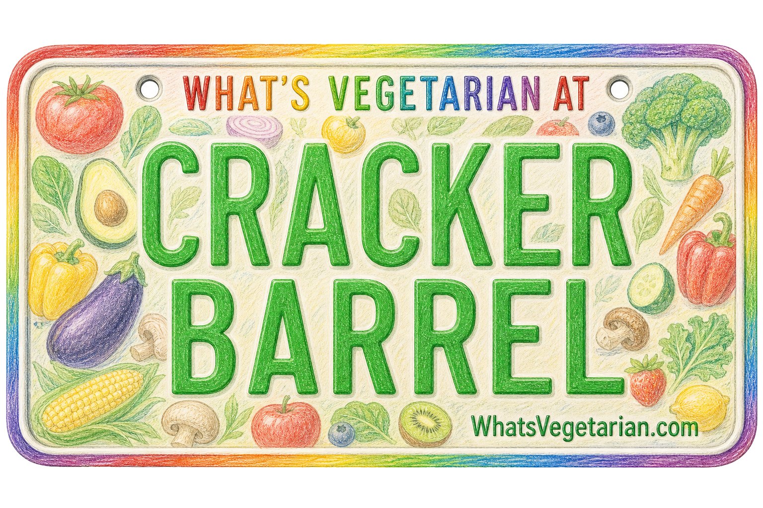 What's Vegetarian at Cracker Barrel? license plate graphic