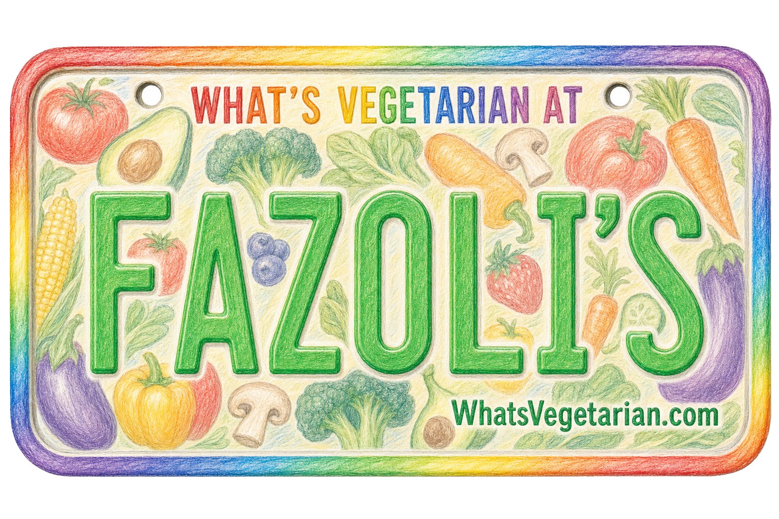 What's Vegetarian at Fazoli's? license plate graphic