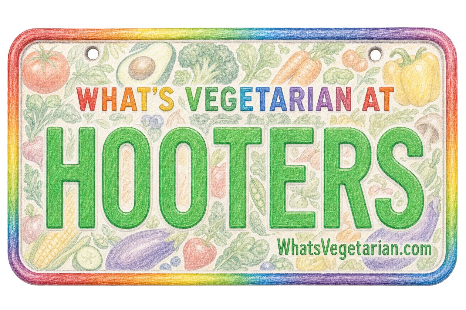 What's Vegetarian at Hooters? license plate graphic