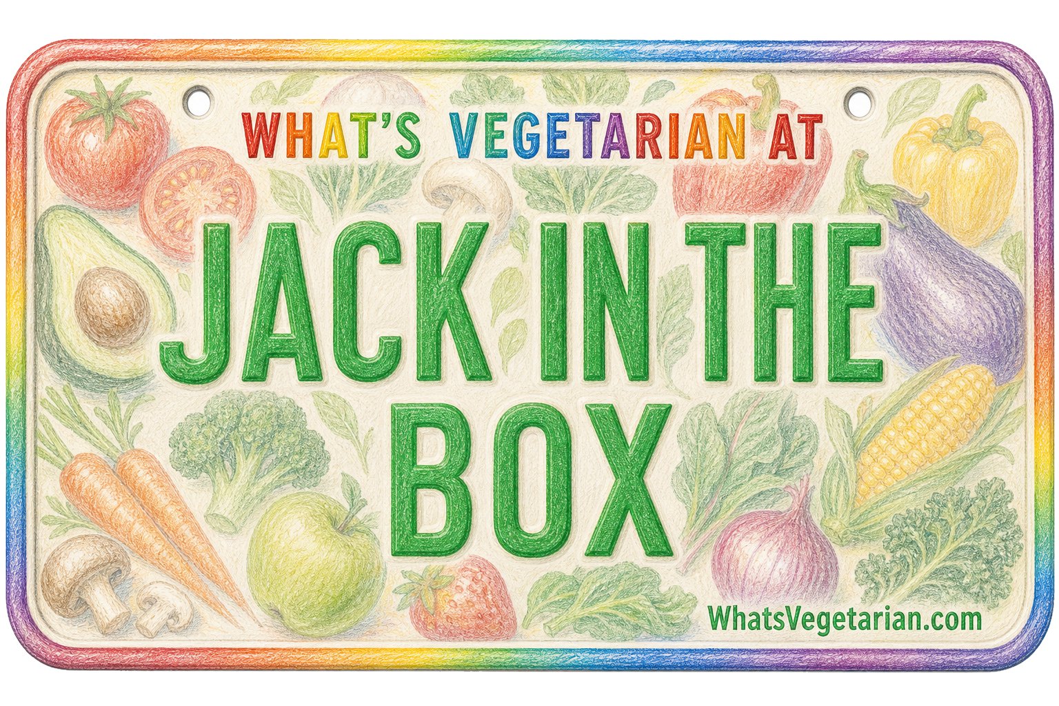 What's Vegetarian at Jack in the Box? license plate graphic