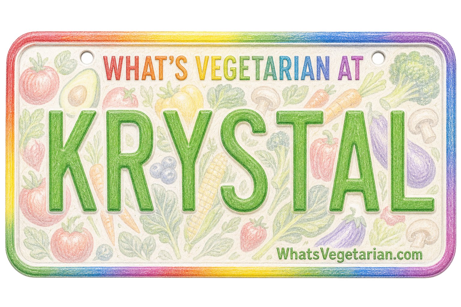 What's Vegetarian at Krystal? license plate graphic