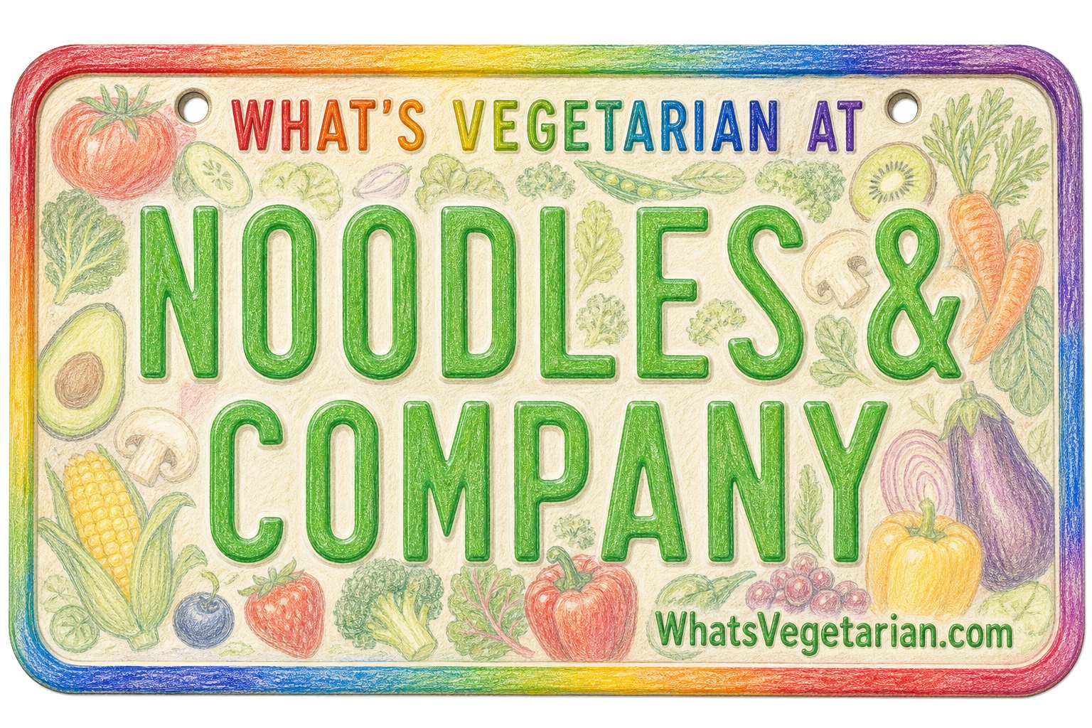 What's Vegetarian at Noodles & Company? license plate graphic