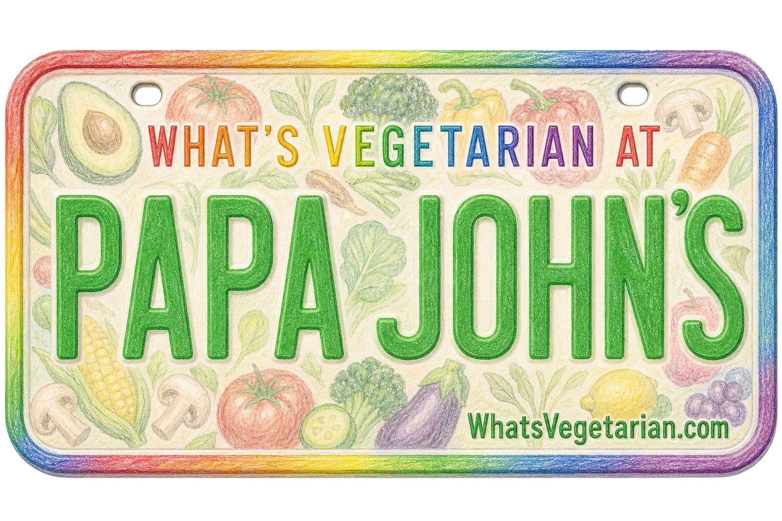 What's Vegetarian at Papa Johns license plate