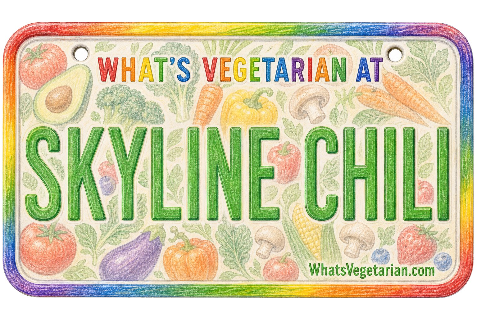 What's Vegetarian at Skyline Chili? license plate graphic