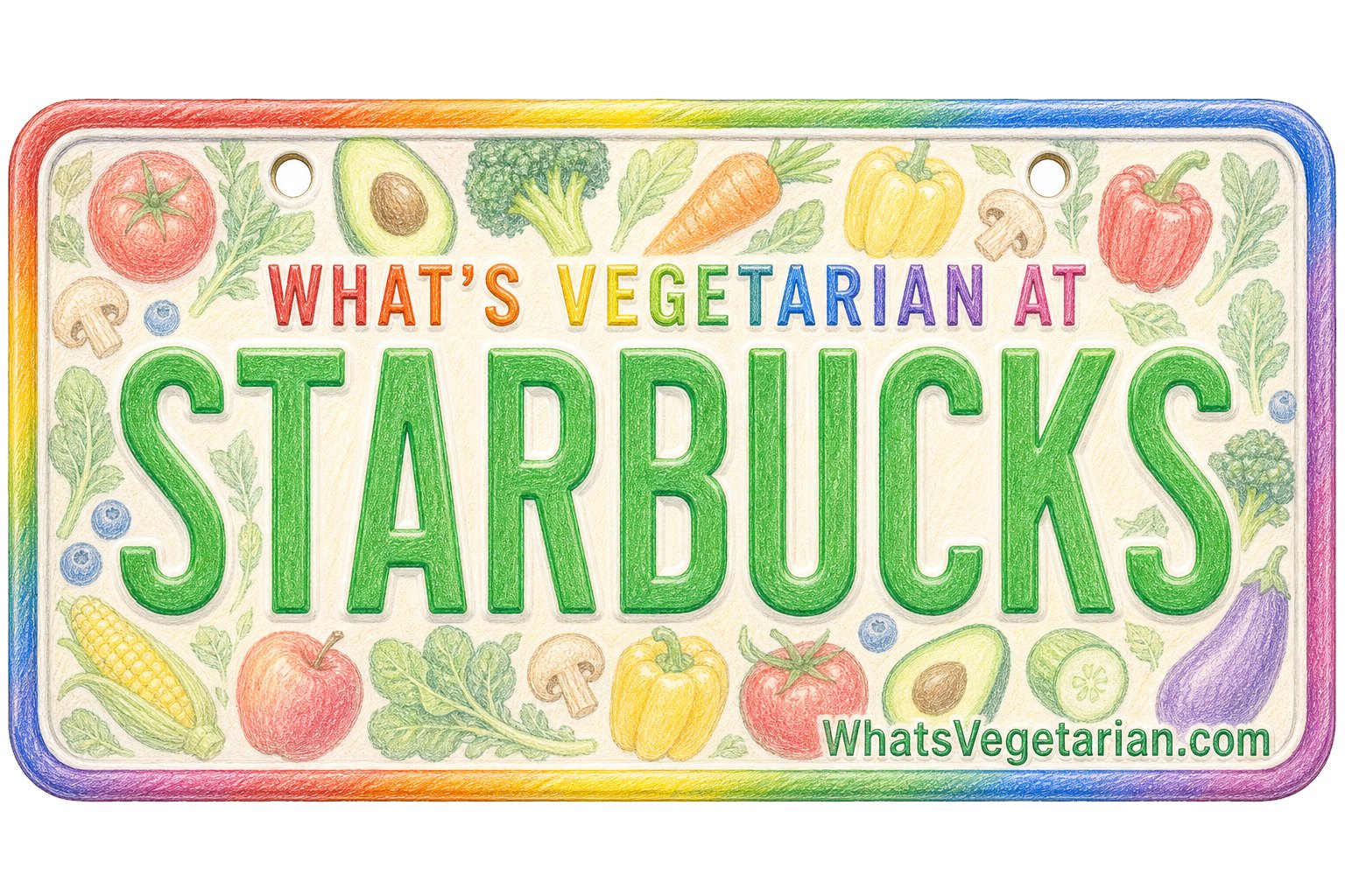 Starbucks Vegetarian Options Illustrated on a License Plate