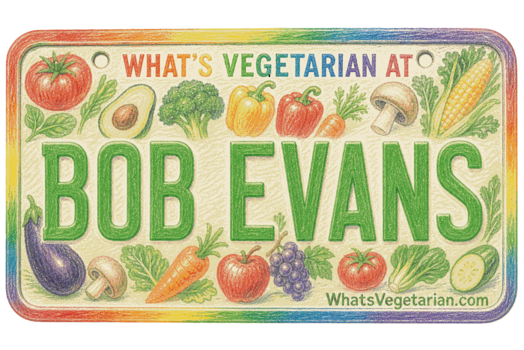 Bob Evans vegetarian options license plate graphic