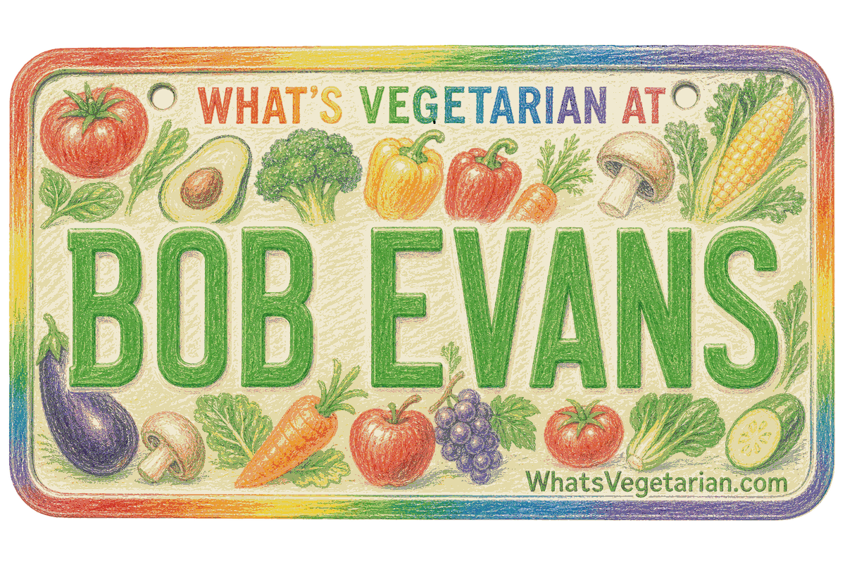 Bob Evans vegetarian options license plate graphic