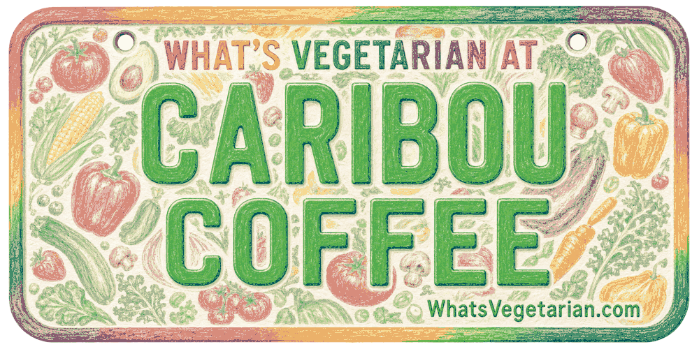 Caribou Coffee vegetarian options license plate graphic from WhatsVegetarian.com
