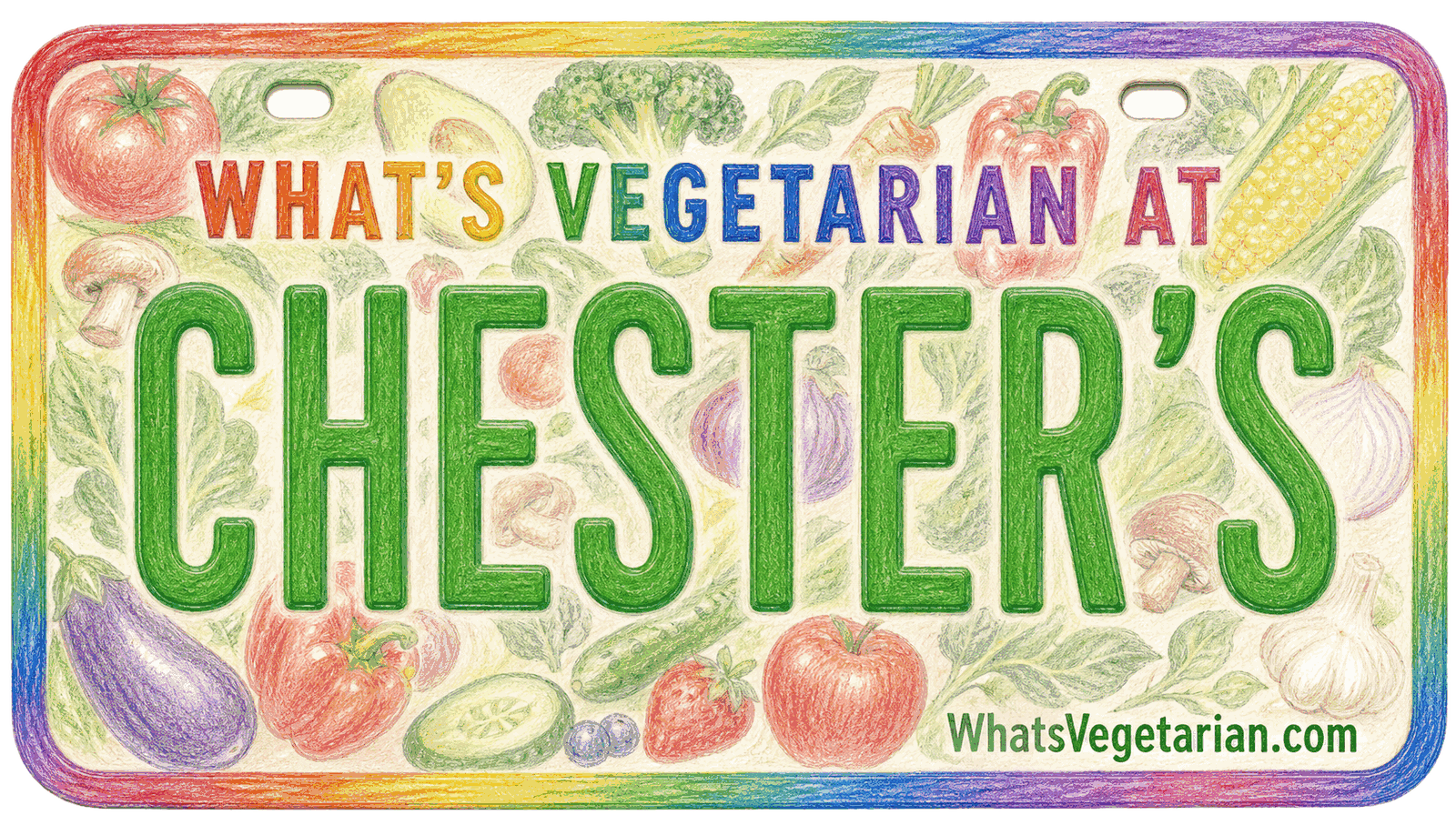 Chester's vegetarian options license plate