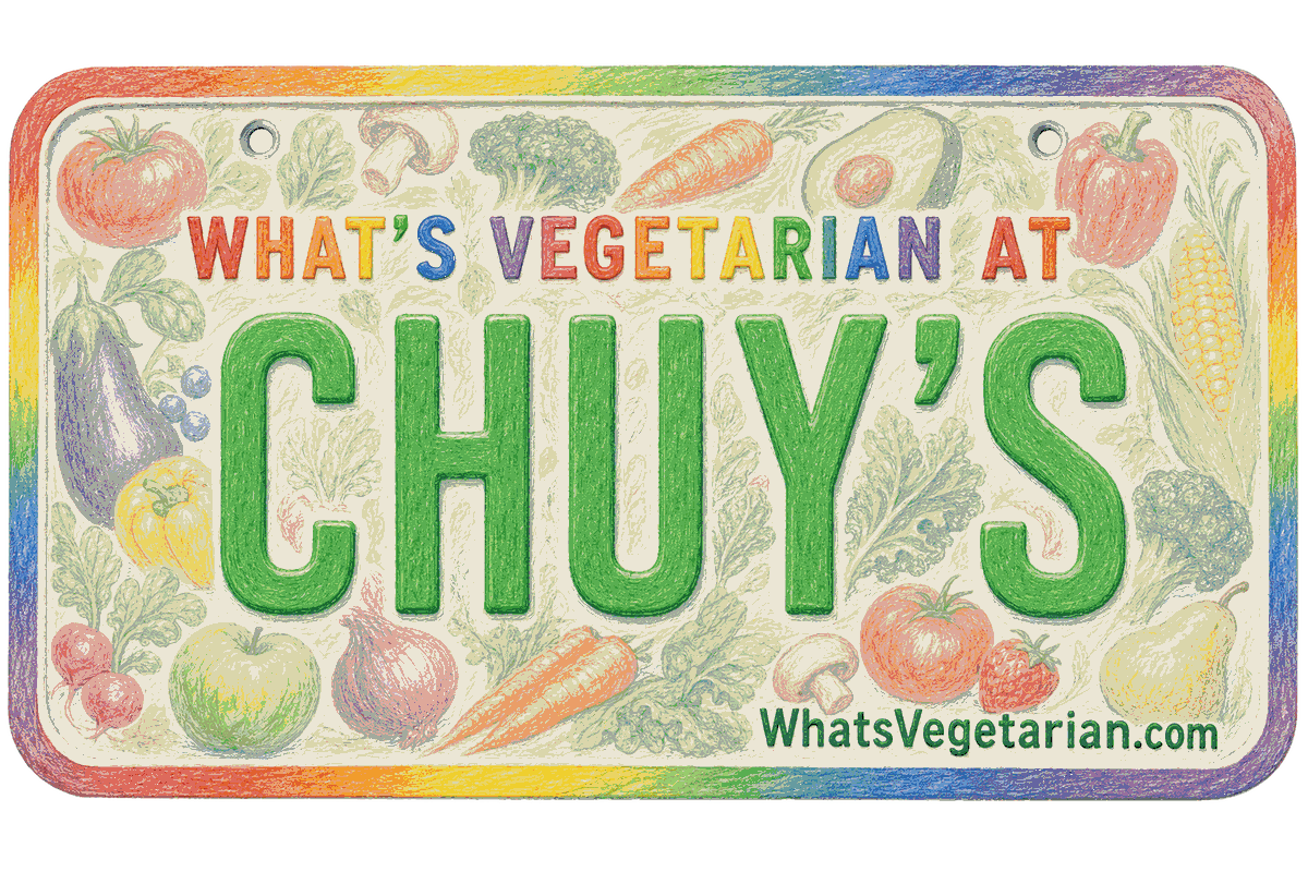Chuy's vegetarian options license plate guide