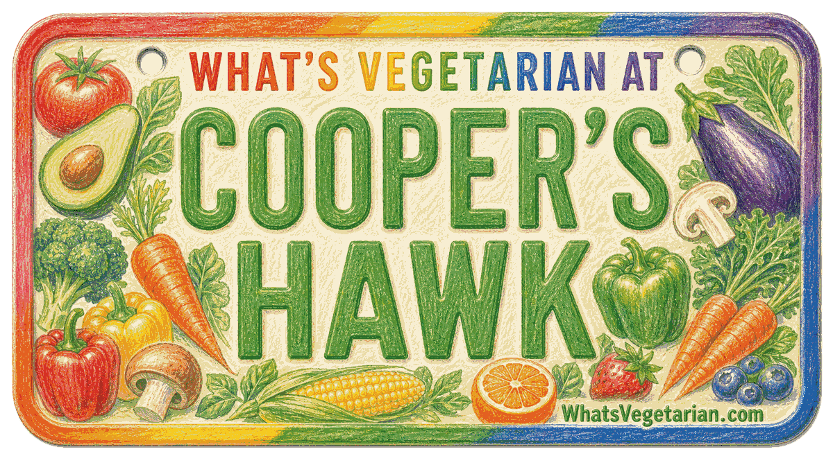 Cooper's Hawk vegetarian options license plate graphic from WhatsVegetarian.com