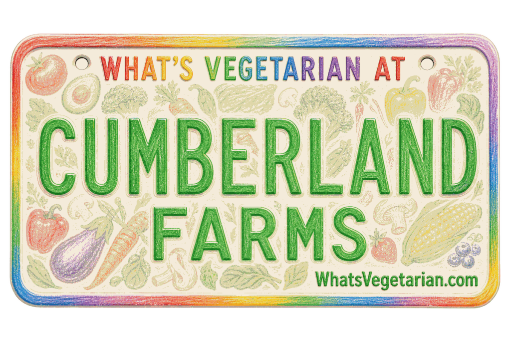 Cumberland Farms vegetarian options guide license plate