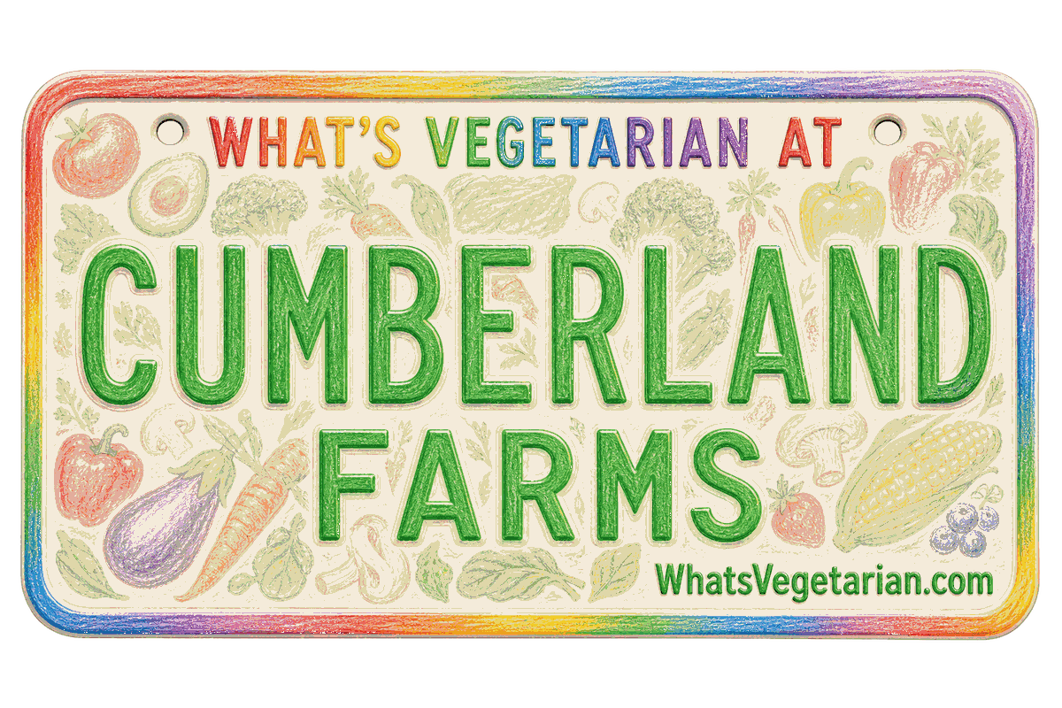 Cumberland Farms vegetarian options guide license plate