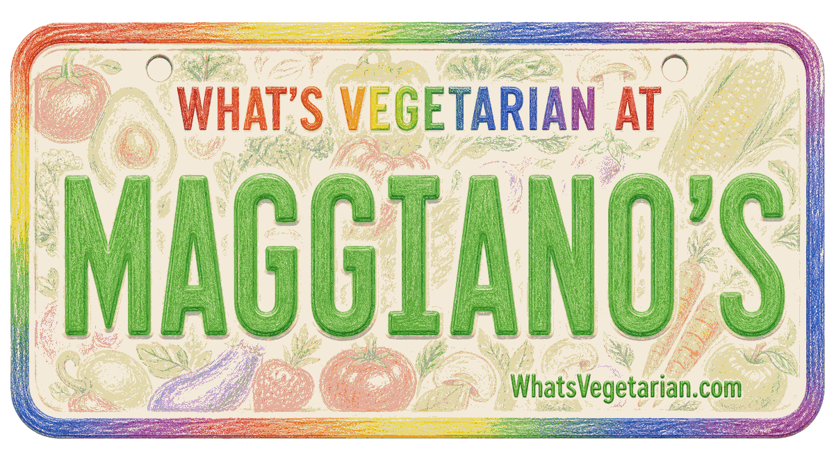 Maggiano's vegetarian options license plate graphic