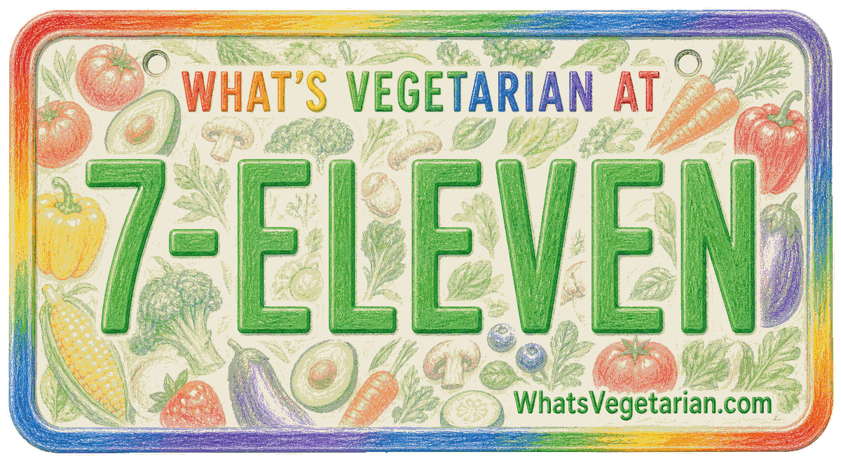 7-Eleven vegetarian options license plate graphic from WhatsVegetarian.com