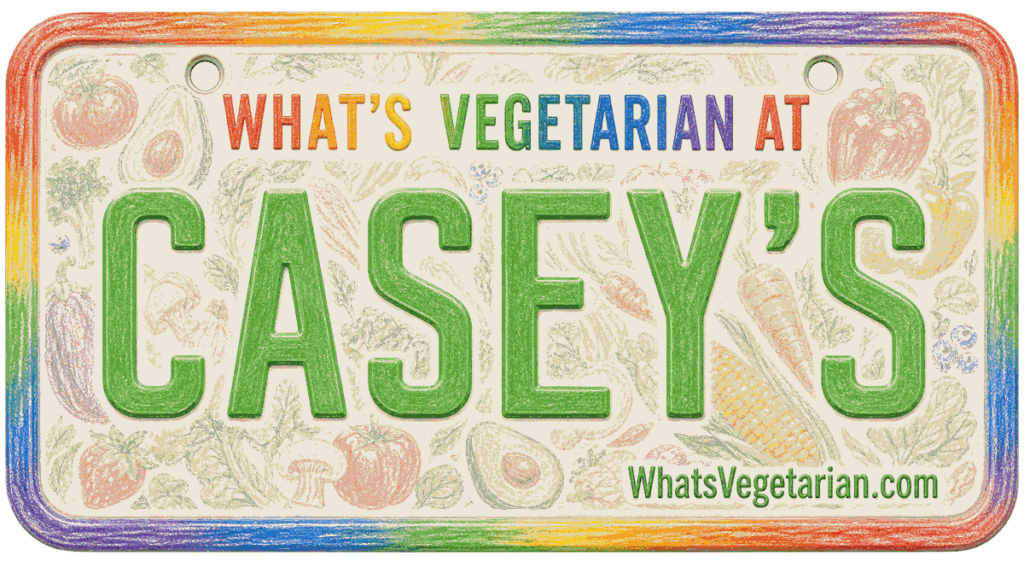 Casey's vegetarian options guide license plate graphic