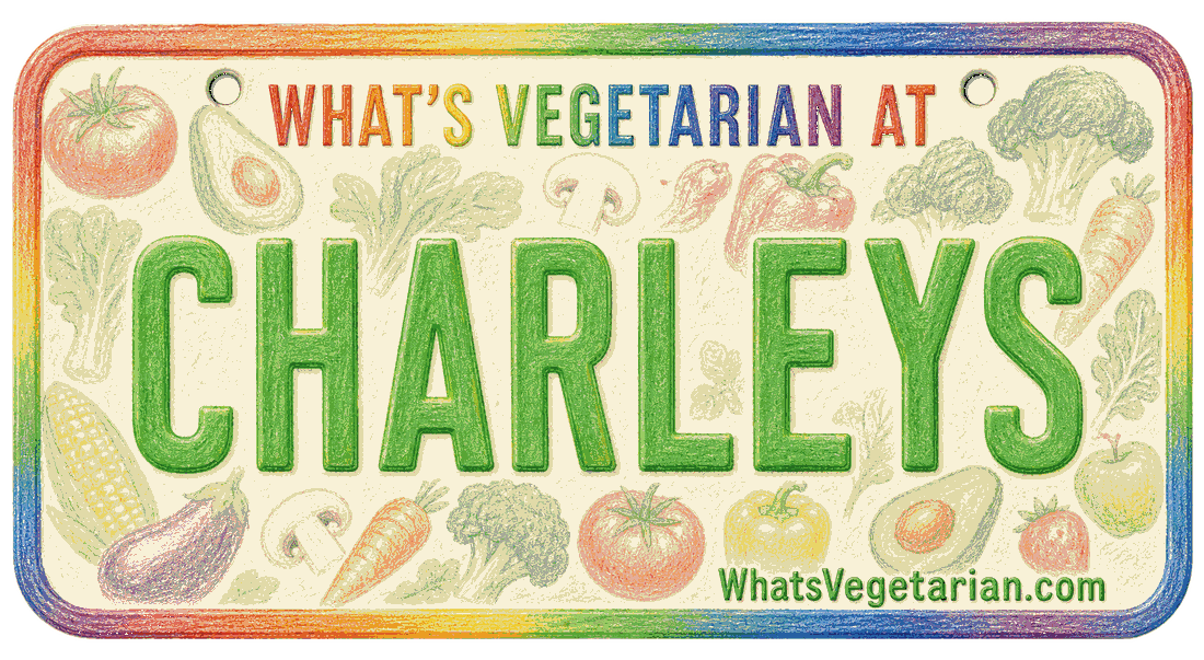 Charleys vegetarian options license plate from WhatsVegetarian.com