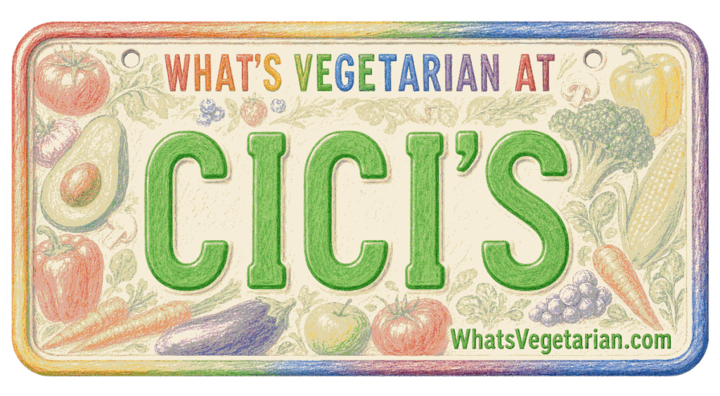 Cicis vegetarian options license plate graphic from WhatsVegetarian.com