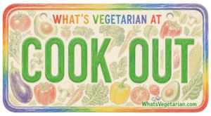 Cook Out vegetarian options license plate graphic from WhatsVegetarian.com