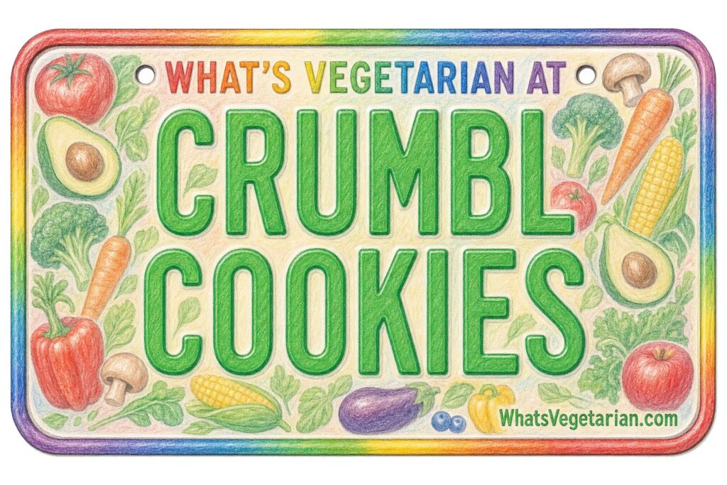 What’s Vegetarian at Crumbl Cookies license-plate graphic