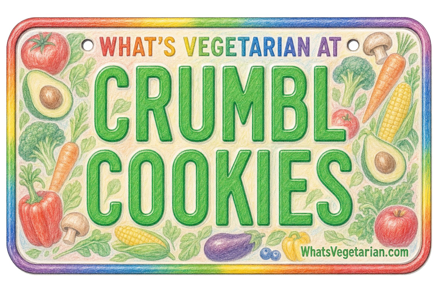 What’s Vegetarian at Crumbl Cookies license-plate graphic