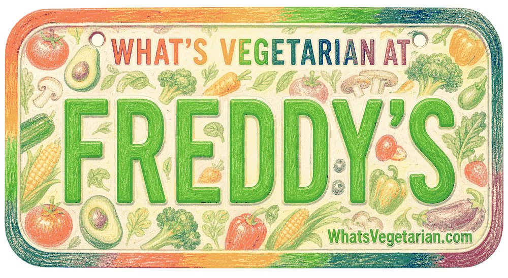 What's Vegetarian at Freddy's - What's Vegetarian? Freddy's vegetarian options guide license plate from WhatsVegetarian.com
