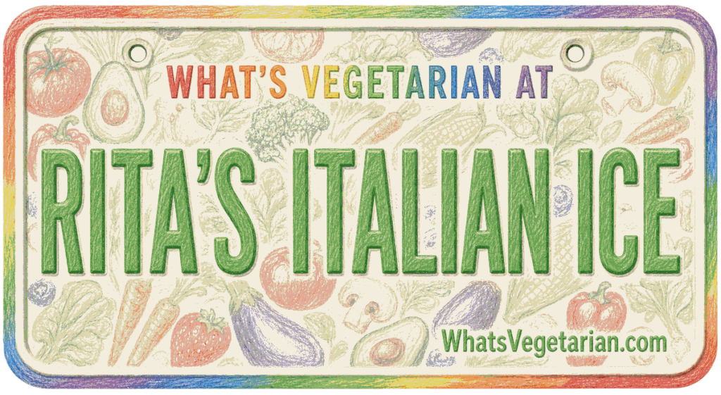 What's vegetarian at Rita's Italian Ice license plate graphic