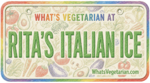 What's vegetarian at Rita's Italian Ice license plate graphic