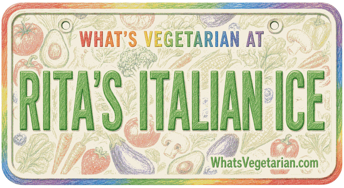 What's vegetarian at Rita's Italian Ice license plate graphic