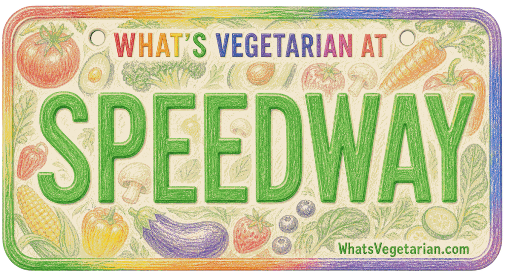 Speedway vegetarian options license plate graphic