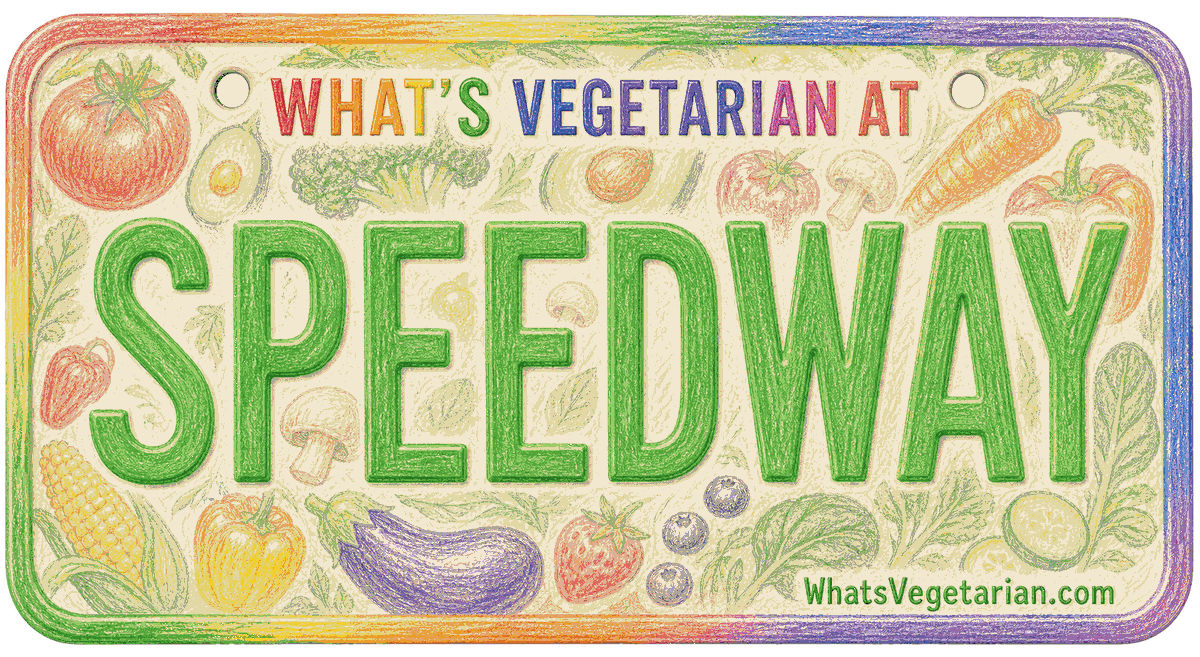 Speedway vegetarian options license plate graphic