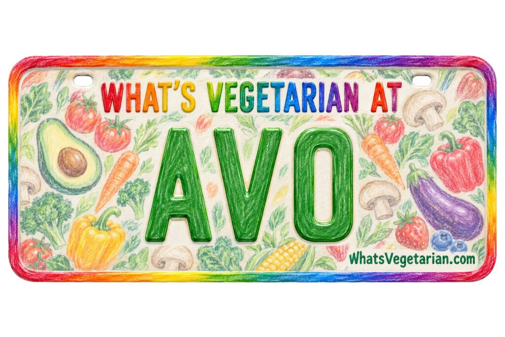 What's Vegetarian at AVO? license plate featured image