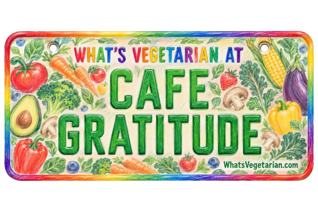 What's Vegetarian at Cafe Gratitude? license plate featured image
