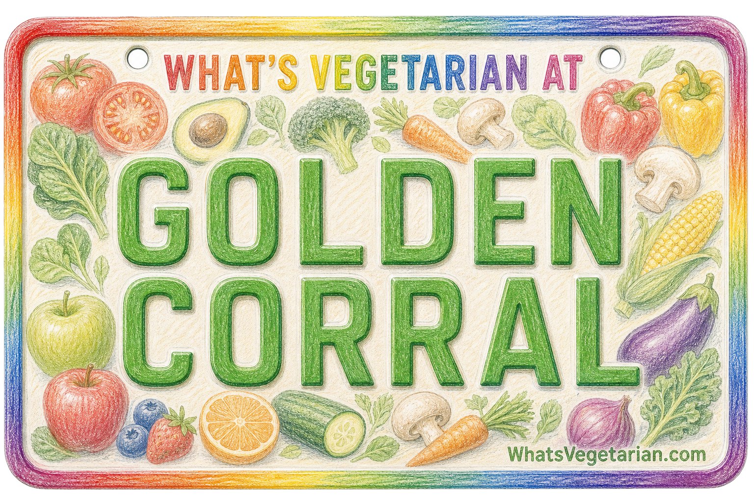 What's Vegetarian at Golden Corral? License Plate Graphic - What's Vegetarian? What's Vegetarian at Golden Corral? license plate graphic