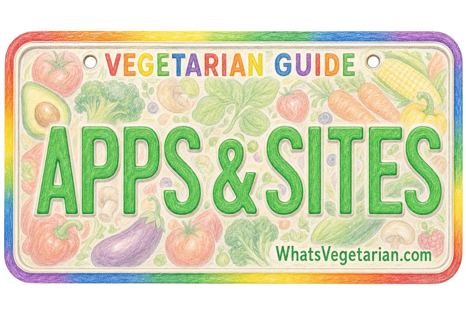 Apps for Finding Vegetarian Restaurants Guide Cover Graphic Styled As a License Plate