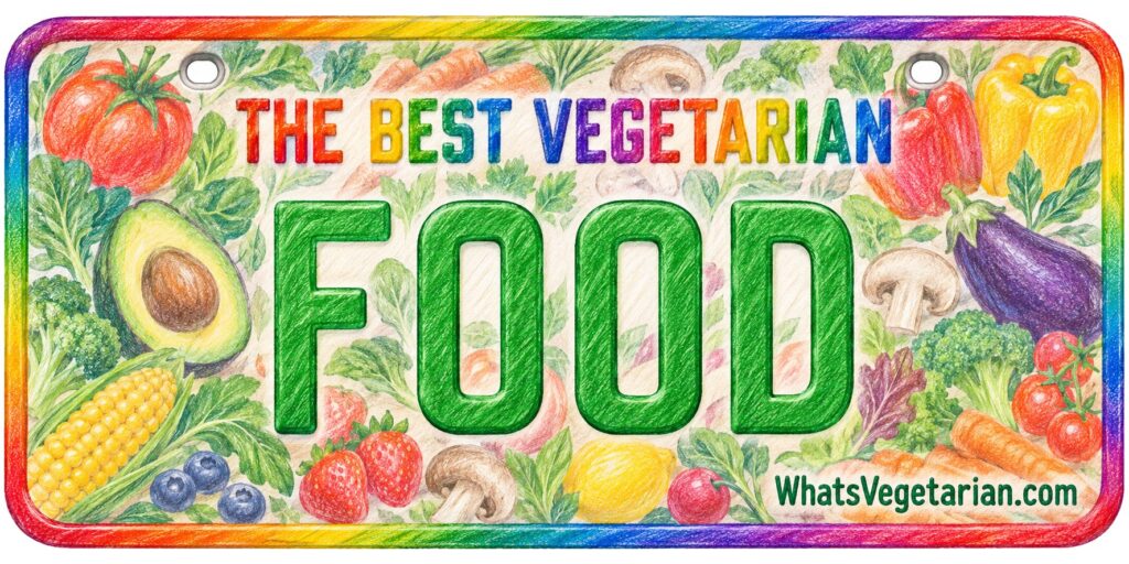 License plate graphic reading The Best Vegetarian Food