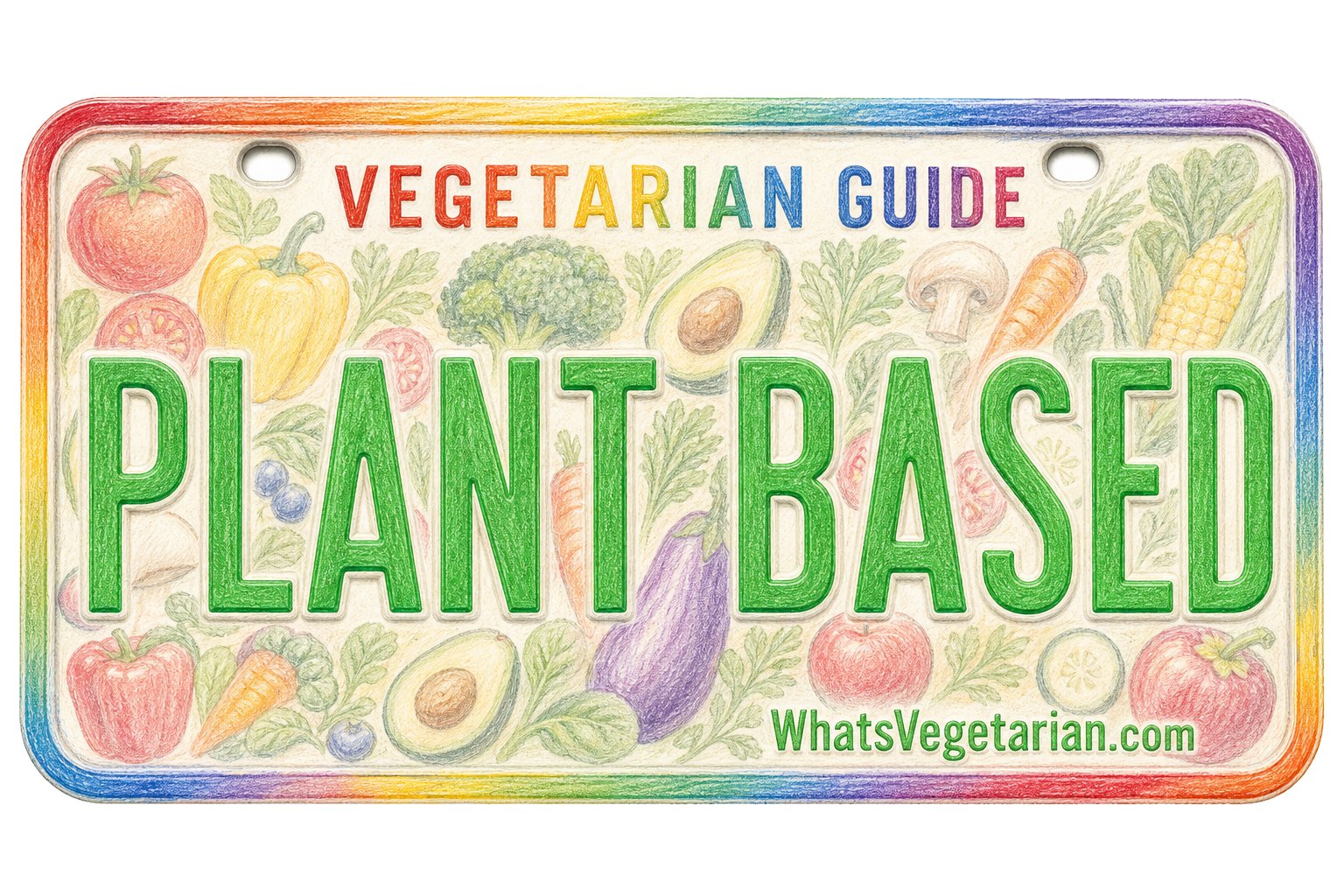 the Ultimate Plant Based Diet Guide License Plate Graphic from What's Vegetarian