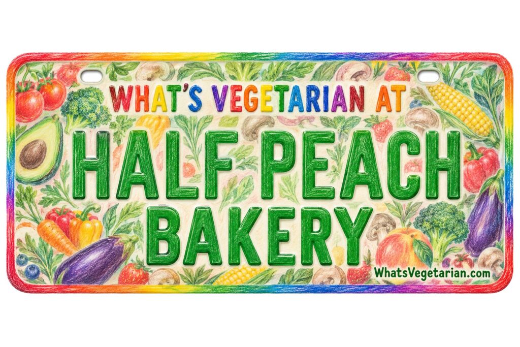 What's Vegetarian at Half Peach Bakery? license plate featured image