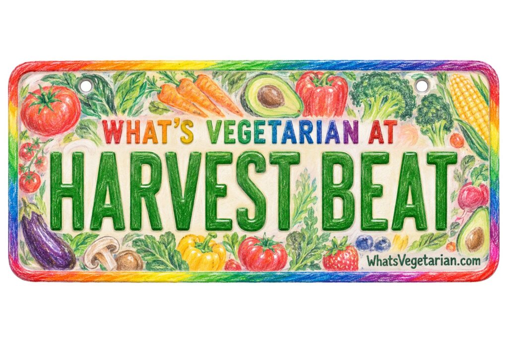What's Vegetarian at Harvest Beat? license plate featured image