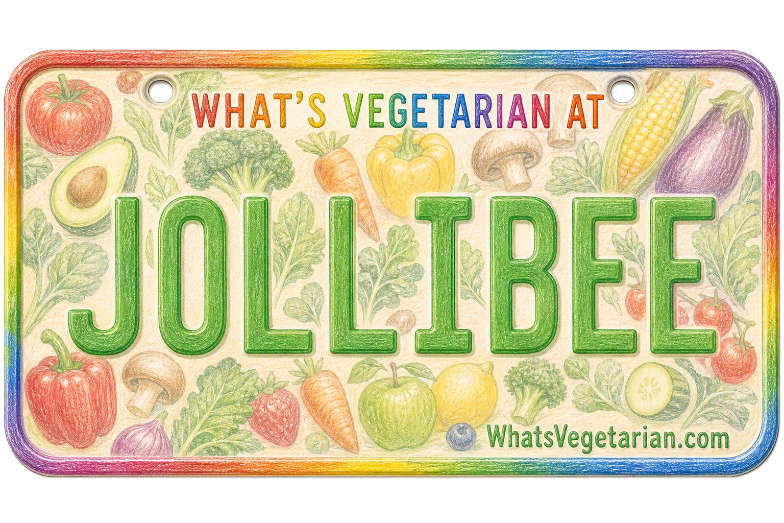 What's Vegetarian at Jollibee? license plate graphic