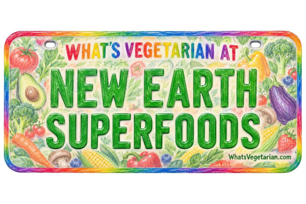 What's Vegetarian at New Earth Superfoods? license plate featured image