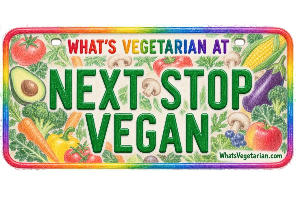 What's Vegetarian at Next Stop Vegan? license plate featured image