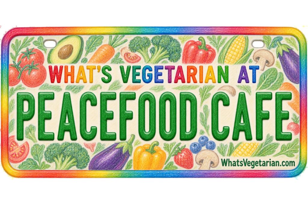 What's Vegetarian at Peacefood Cafe? license plate featured image