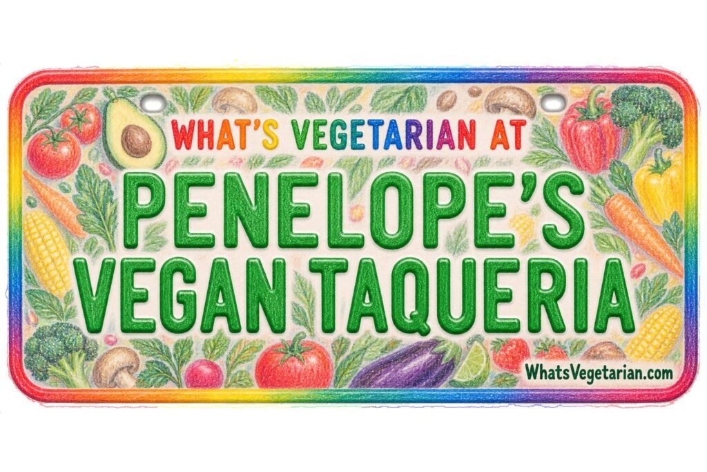 What's Vegetarian at Penelope's Vegan Taqueria? license plate featured image