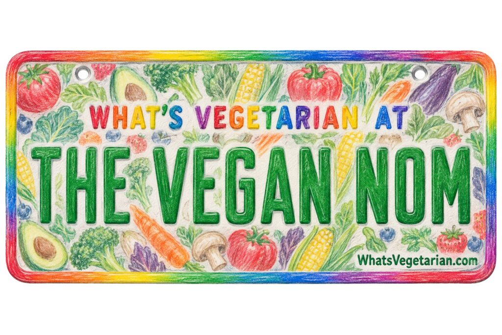 What's Vegetarian at The Vegan Nom? license plate featured image