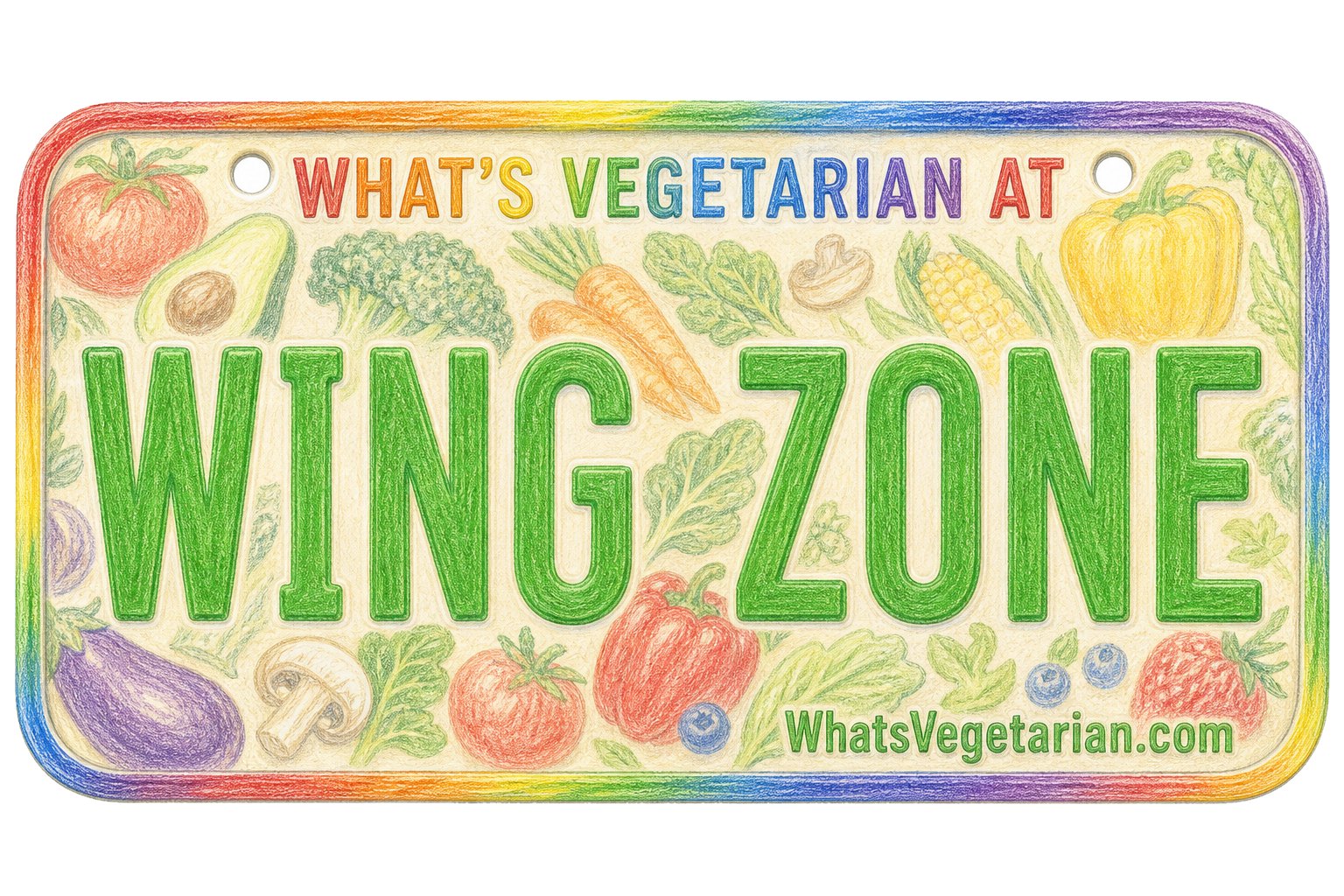 What's Vegetarian at Wing Zone? license plate graphic