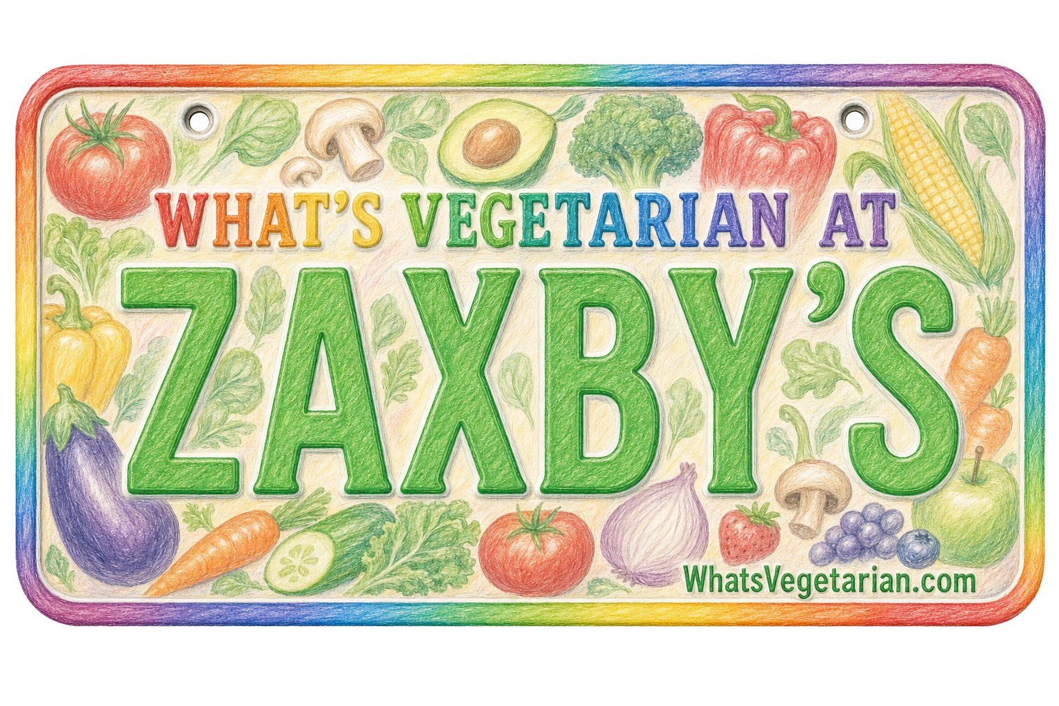 What's Vegetarian at Zaxby's? license plate graphic