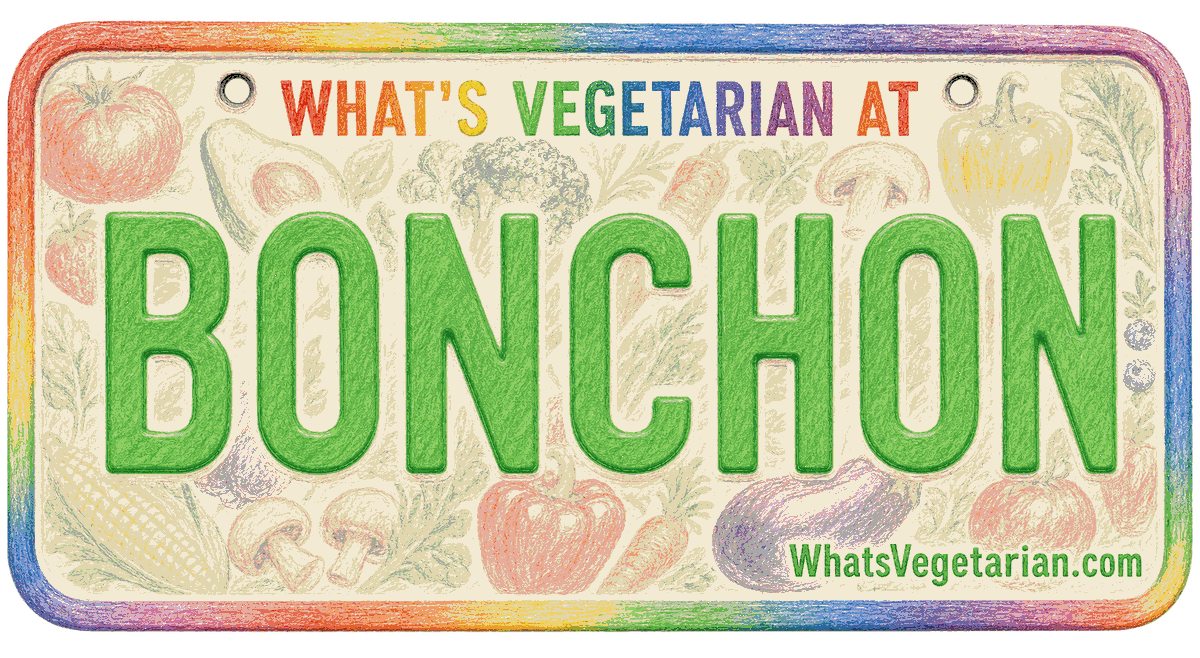 Bonchon vegetarian options license plate graphic, WhatsVegetarian.com