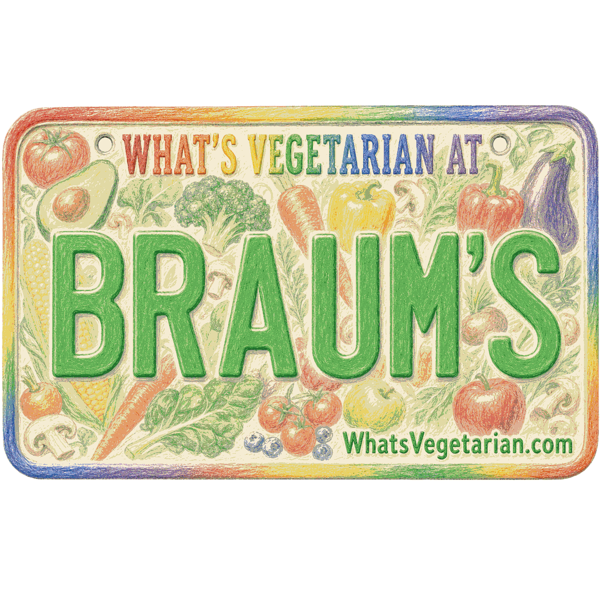 Braum's vegetarian options license plate graphic for WhatsVegetarian.com
