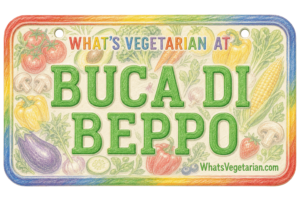 Whats Vegetarian at Buca di Beppo license plate graphic